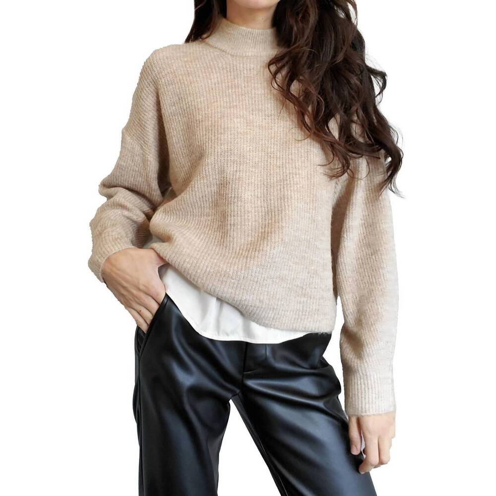 NEW LBLC THE LABEL nola mock neck sweater in sand